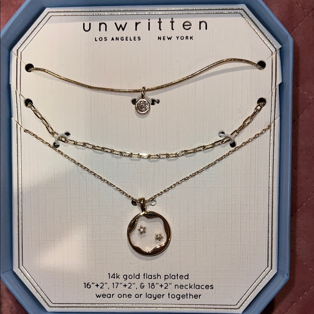 Unwritten Gold Flash Plated Necklace Trio